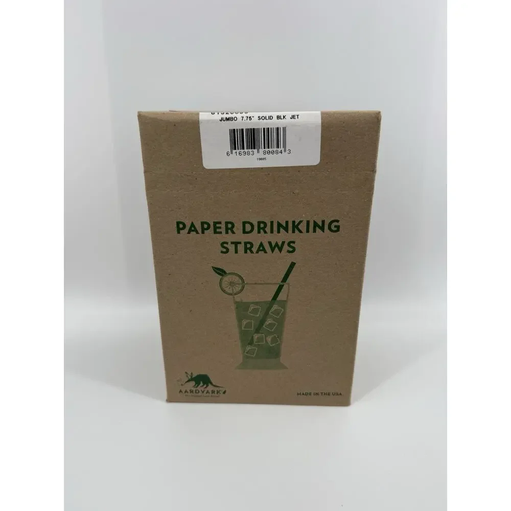 Aardvark Black Paper Compost able Drinking Straws 600 X2 Open Box 7.75 Inches